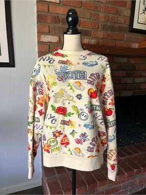 Kith NYC Sketchbook Nelson Crewneck Sweatshirt in Sandrift Sz S